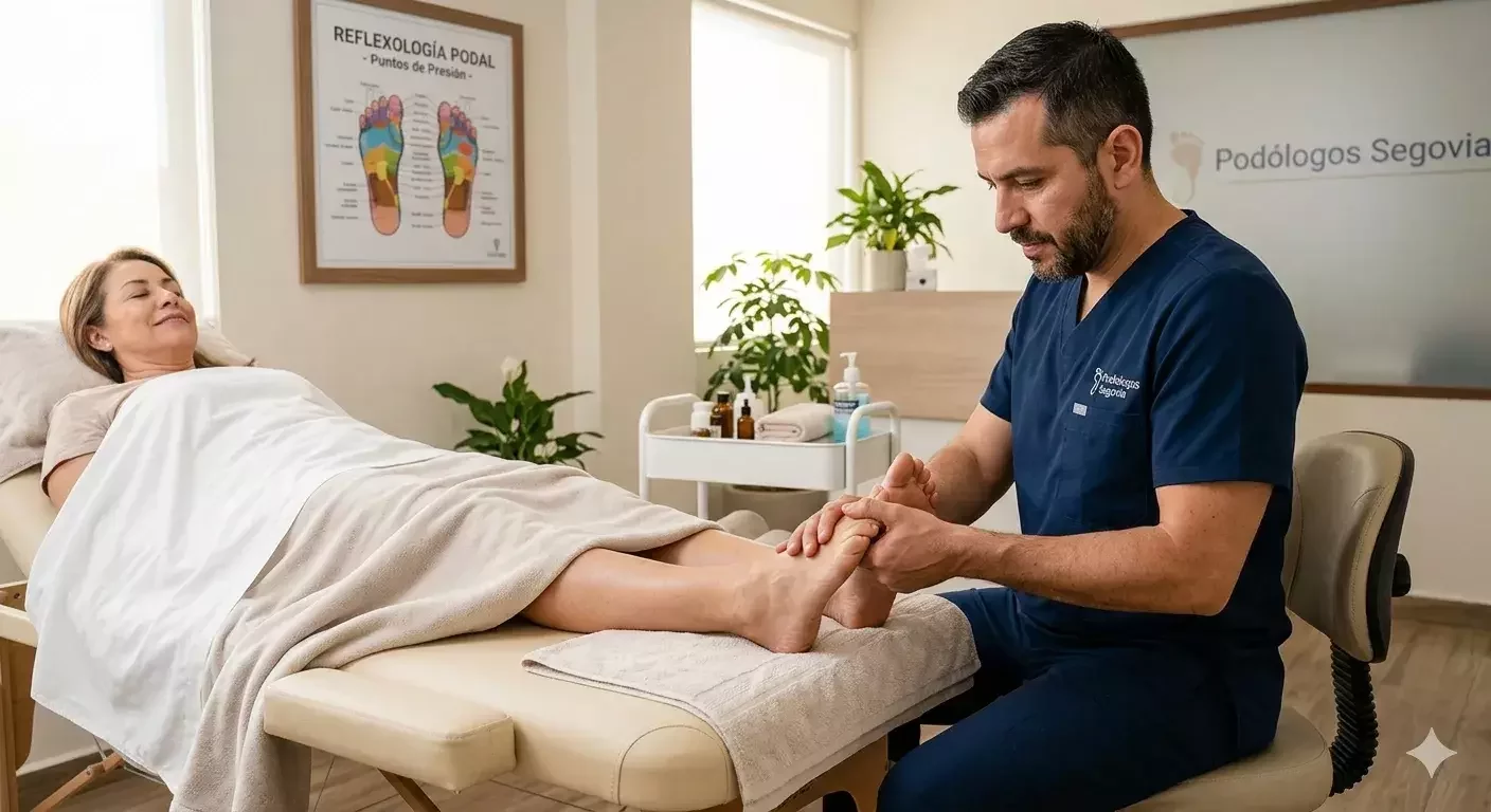 Especialista aplicando técnicas de reflexología podal en un ambiente profesional y relajante en Monterrey.